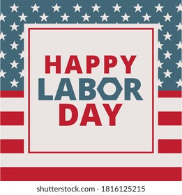 happy labor day retro card with united states flag. vector illustration