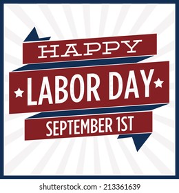 Happy Labor Day Ribbon Vector | Red, White, Blue