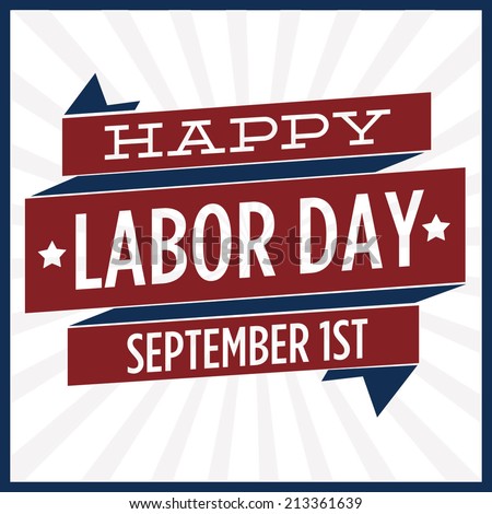 Happy Labor Day Ribbon Vector | Red, White, Blue