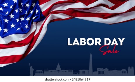 Happy labor day sale in United States of America banner template vector illustration