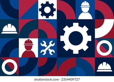 Happy Labor Day. Seamless geometric pattern. Template for background, banner, card, poster. Vector EPS10 illustration