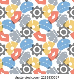Happy Labor Day Seamless Pattern Design Illustration with Different Professions in Element Template Hand Drawn