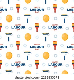 Happy Labor Day Seamless Pattern Design Illustration with Different Professions in Element Template Hand Drawn