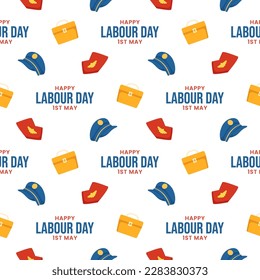 Diseño de patrones impecable del Día del Trabajo Feliz Ilustración con diferentes profesiones en la mano de la plantilla de elementos dibujada