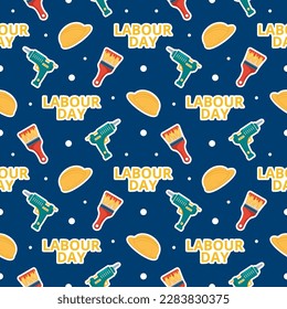Happy Labor Day Seamless Pattern Design Illustration with Different Professions in Element Template Hand Drawn