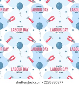 Happy Labor Day Seamless Pattern Design Illustration with Different Professions in Element Template Hand Drawn