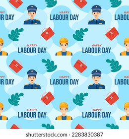Happy Labor Day Seamless Pattern Design Illustration with Different Professions in Element Template Hand Drawn