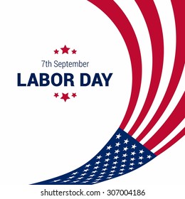 Happy Labor Day, September 7th, White and Red lines american flag design element. United state of America, American Labor day design. Beautiful USA flag Composition. Labour Day poster design