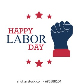 happy labor day with shield and working tools