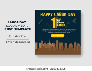 Happy labor day social media post banner template