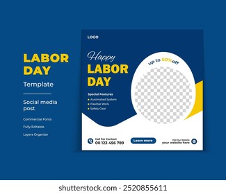 happy labor day social media post template