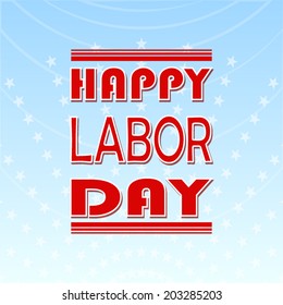 happy labor day with star pattern on blue background (vector)