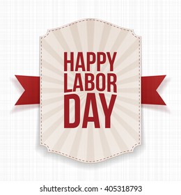 Happy Labor Day striped Banner with red Ribbon