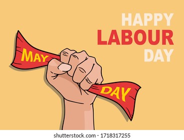 Happy Labor Day with strong hand illustration vector for banner