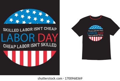 Happy Labor Day T shirt. Design template. Vector illustration, logo icon or background, USA flag shirt