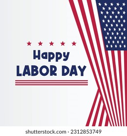 Happy Labor Day template American national holiday illustration with US flag ornament, design for banner, greeting card, invitation, social media, web.