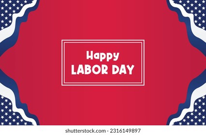 Happy Labor Day template American national holiday illustration with US flag ornament, design for banner, greeting card, invitation, social media, web.