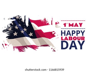 Happy Labor Day Text, Vector Illustration