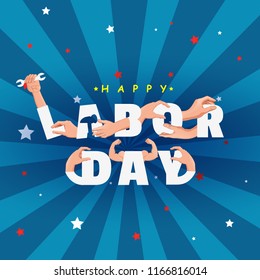 Happy Labor Day Text, Vector Illustration