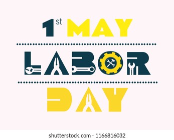 Happy Labor Day Text, Vector Illustration