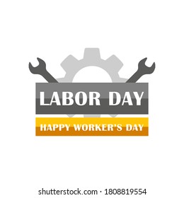 happy labor day text vector illustration, the worker poster celebration