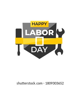 happy labor day text vector illustration, the worker poster celebration