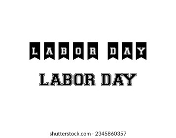Texto feliz del día laboral, Ilustración vectorial. Vector de plantilla de logotipo del Día del Trabajo. Feliz Día del Trabajo de Estados Unidos.