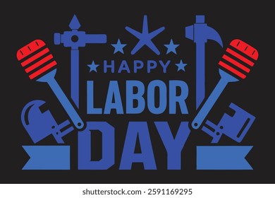 happy labor day t-shirt design vector art illustration