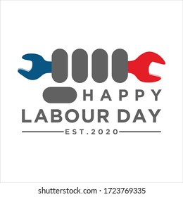 Happy labor day typographic logo design. Isolated vector elements. Labor day calligraphy, lettering design. Badges usable for labor day greeting cards, posters, banners, logo etc.
