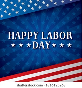 happy labor day with united states banner. vector illustration