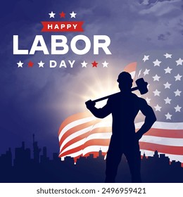 Happy labor day in United States of America background vector. America flag with labor day typography. USA poster.