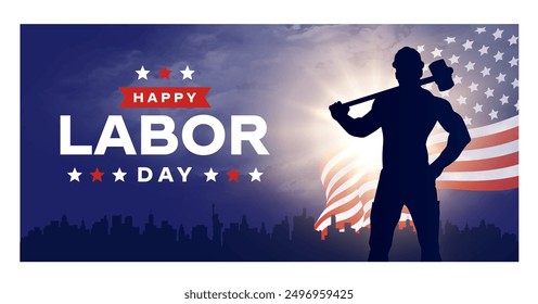 Happy labor day in United States of America background vector. America flag with labor day typography. USA poster.