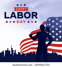 Happy labor day in United States of America background vector. America flag with labor day typography. USA poster.