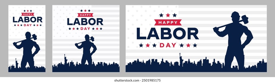 Happy Labor Day in United States of America Background Vector. America Flag with Labor Day Typography. USA Poster.