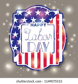 happy labor day with usa flag frame