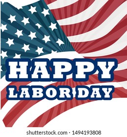 Happy labor day USA flag with text vector design