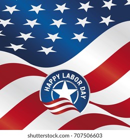 Happy Labor Day USA flag star ribbon background