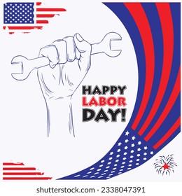 Happy Labor day usa hand lettering background banner template. Vector illustration .