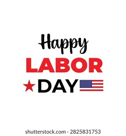 Happy Labor Day USA Typography with American Flag Icon Vector Illustration