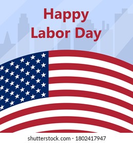 Glücklicher Arbeitstag in den USA. Vektorgrafik-Postkarte