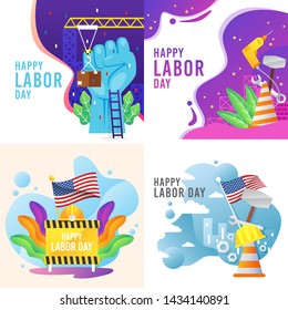 Happy Labor Day Vector Cartoon Illustration for Poster and Other Purpose