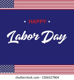 Happy labor day vector design, blue background design with USA flag
