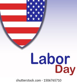 happy labor day vector design with united states flag design, shield with USA flag.