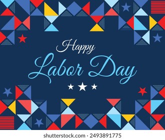 Happy Labor Day vector design with shapes and typography in the center, background