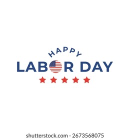 Happy Labor Day Vektorgrafik mit amerikanischer Flagge und Sternen - USA Holiday Design