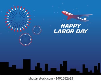 Happy labor day. Vector greeting or invitation card. National american holiday. USA flag