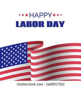 Happy labor day. Vector greeting card with usa wavy flag