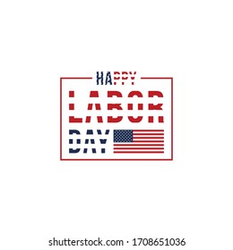 Tarjeta de felicitación o tarjeta de invitación del Vector del Día del Trabajo Feliz. Ilustración de un feriado nacional estadounidense con bandera estadounidense.