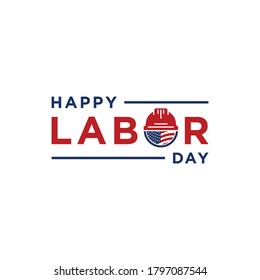 Happy Labor Day Vector greeting card or invitation card. Illustration of an American national holiday with a US flag.