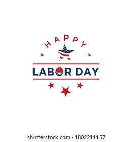 Happy Labor Day Vector greeting card or invitation card. Illustration of an American national holiday with a US flag.